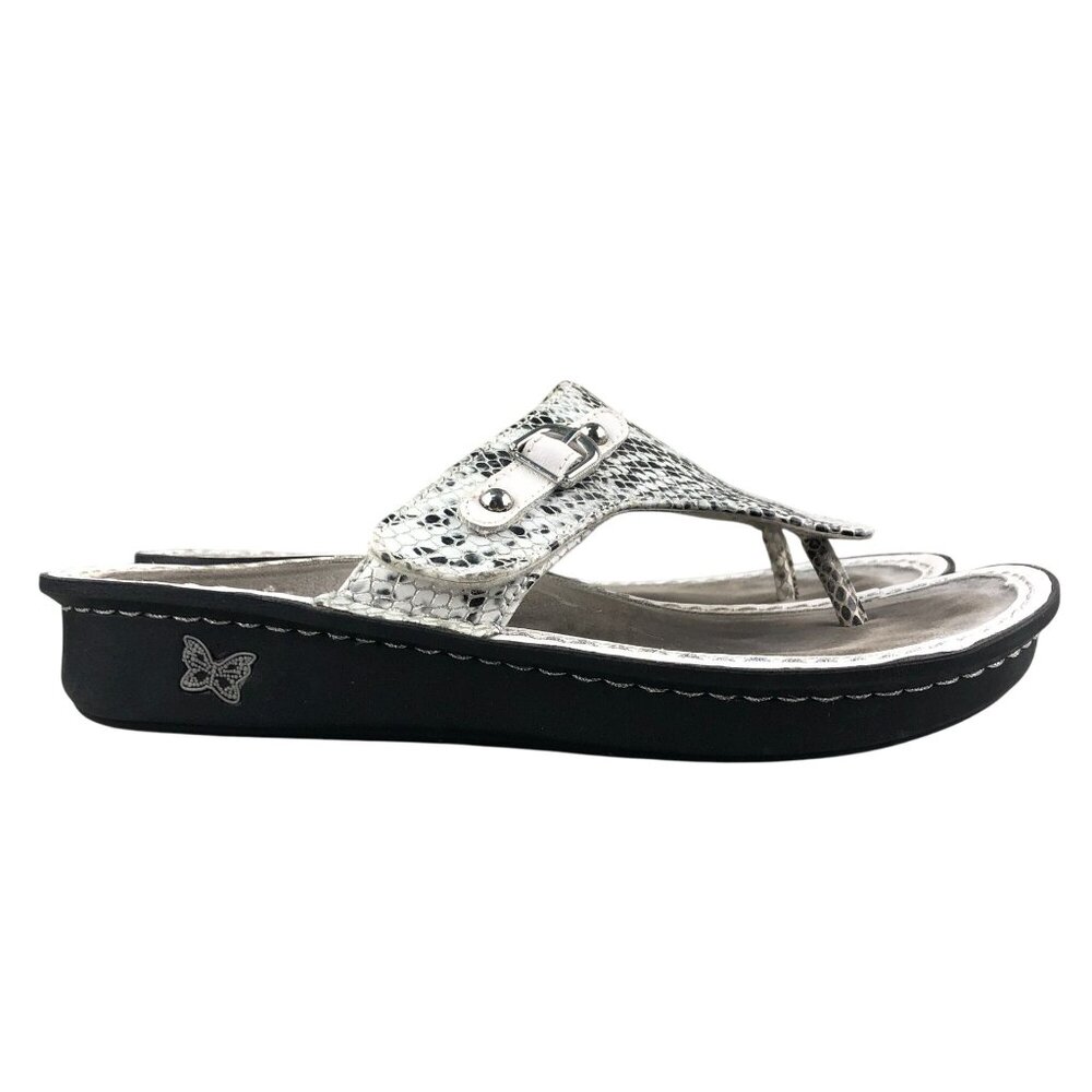 Alegria Womens Size 40 (9) Vanessa Posh Silver Leather Hook & Loop Snake Sandals